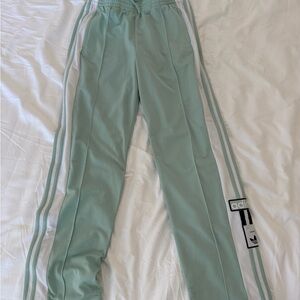 Adidas Mint Green Track Pants with White Stripes